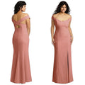 Dessy Collection Crepe Off-Shoulder Dress, Desert Rose, Size 8 New w/Tag $257