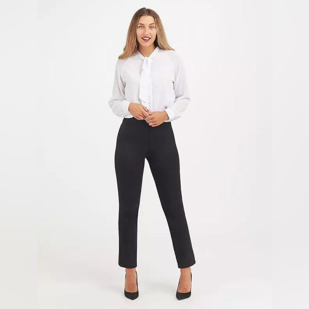 Spanx Black Ponte Straight Leg Stretch Pull-On Pants, Size XL NEW w/Tag $138