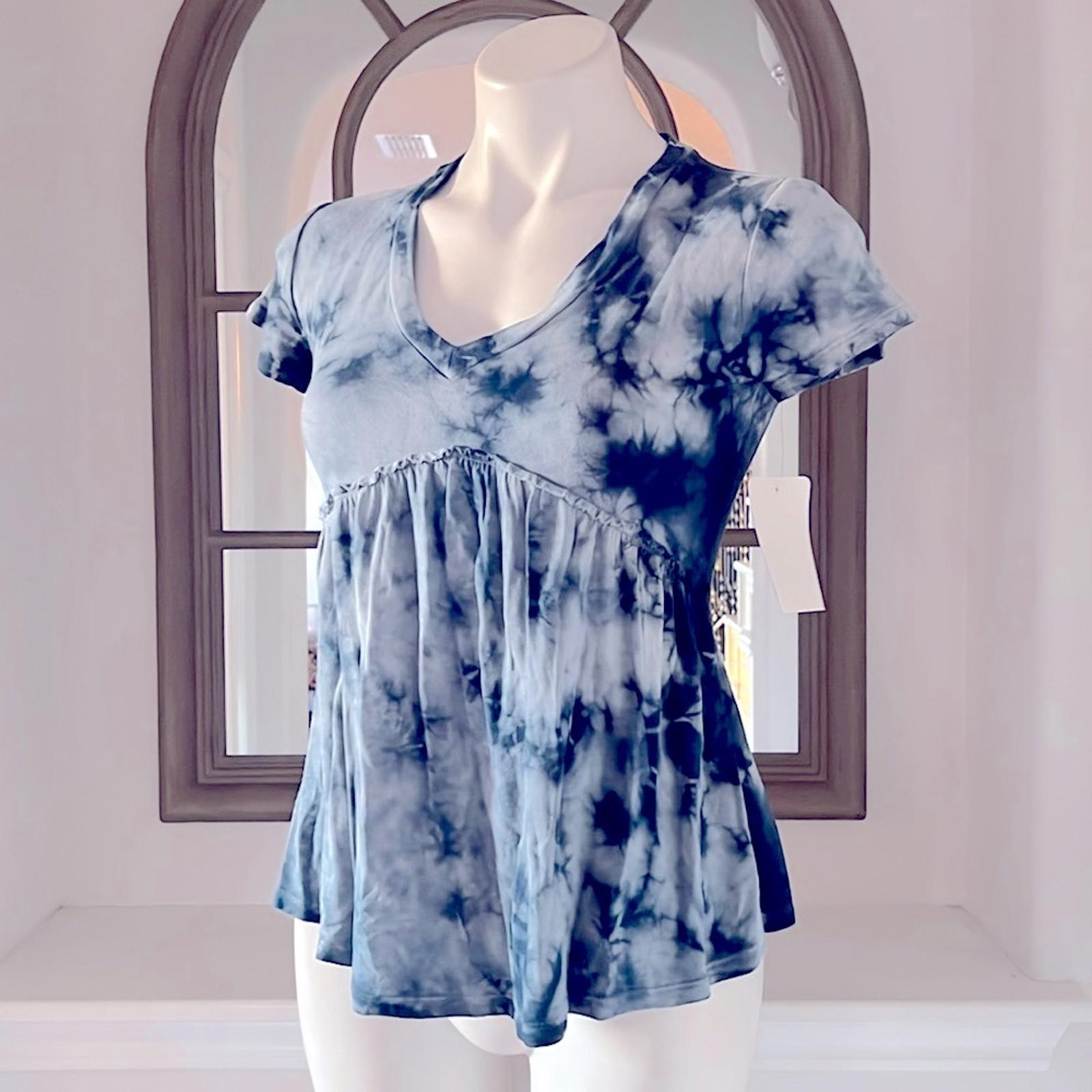 Baea Babydoll Tie-Dye Peplum V-Neck Top, Size XS New w/Tag $88