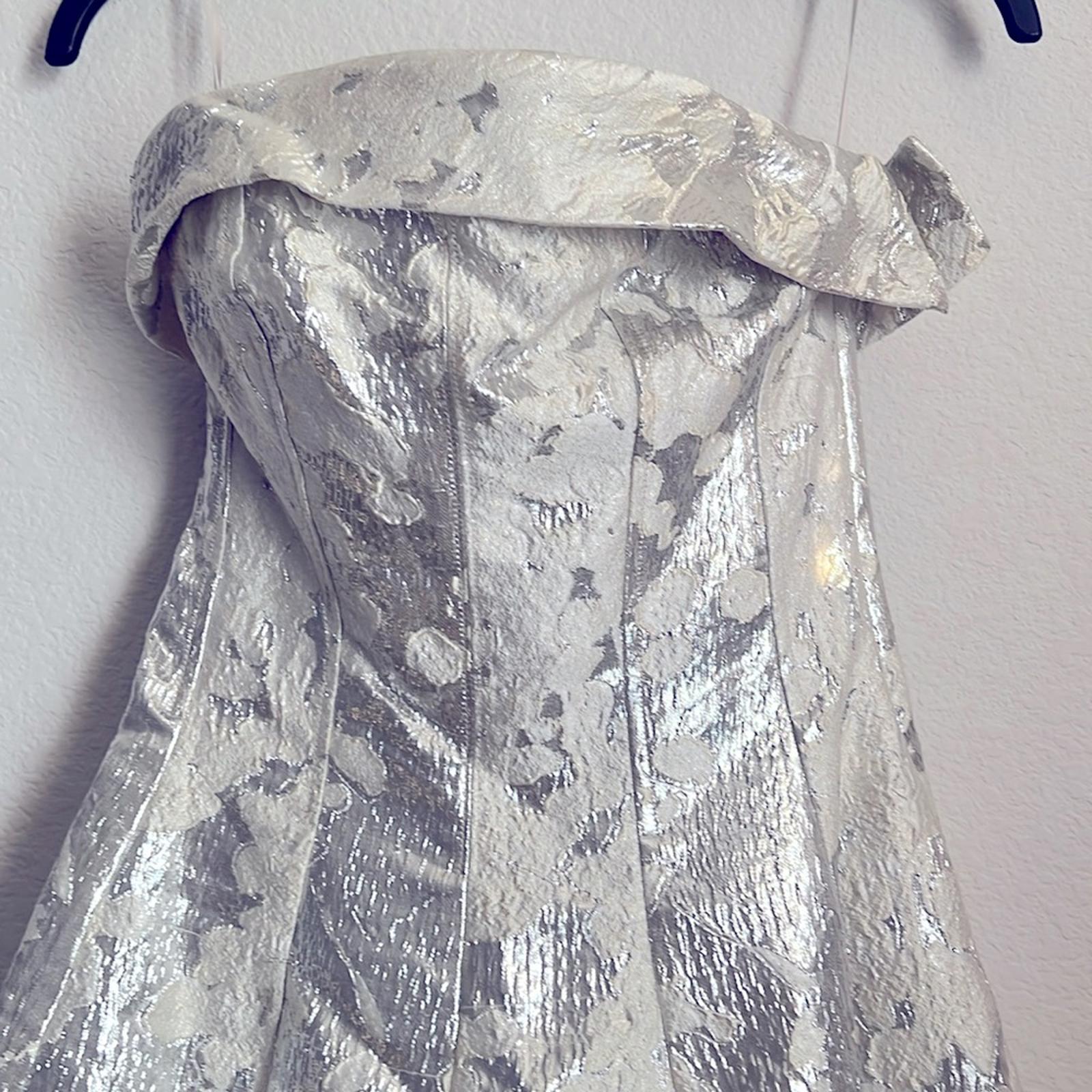 Simkhai Octavia Strapless Metallic Brocade Gown, NWT, Size 0 (Fits Size 2)