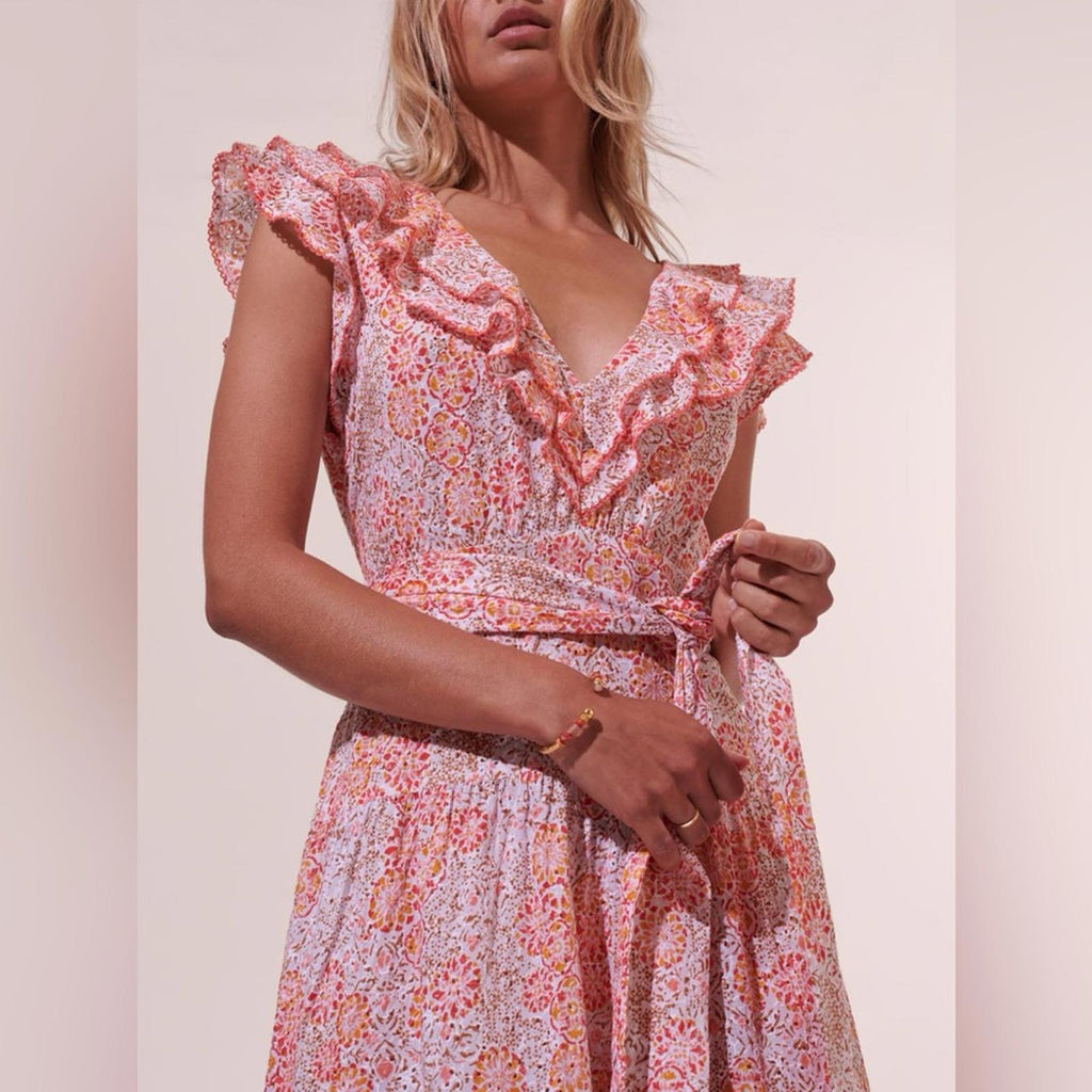 Poupette St Barth Della Long Dress, Pink Ceramique Size L New w/Tag