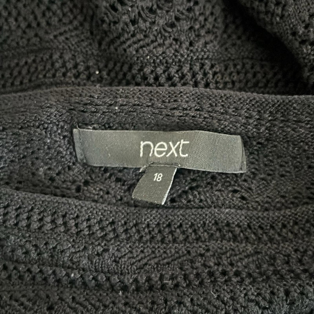 NEXT Black Knitted See-Through Sweater, EXCELLENT, UK Size 18