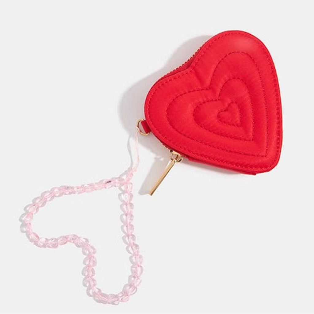 SkinnyDip London Women's Heart Quilted Coin Purse in Red, New with Tag