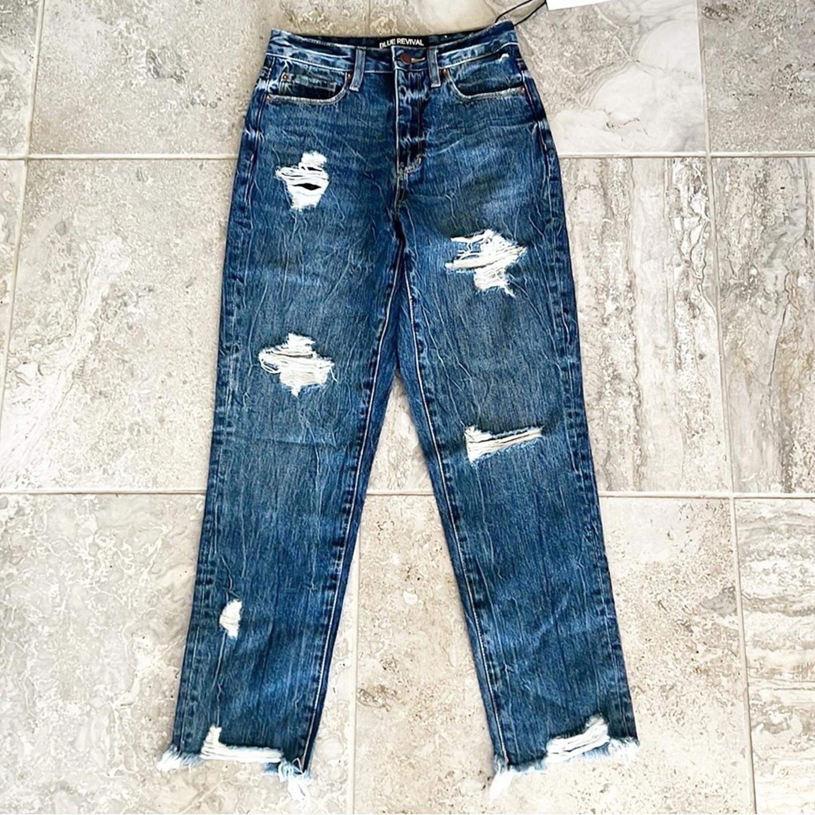 Blue Revival Boyfriend Distressed Jeans in Blue/Monaco Size 24 New w/Tag $139