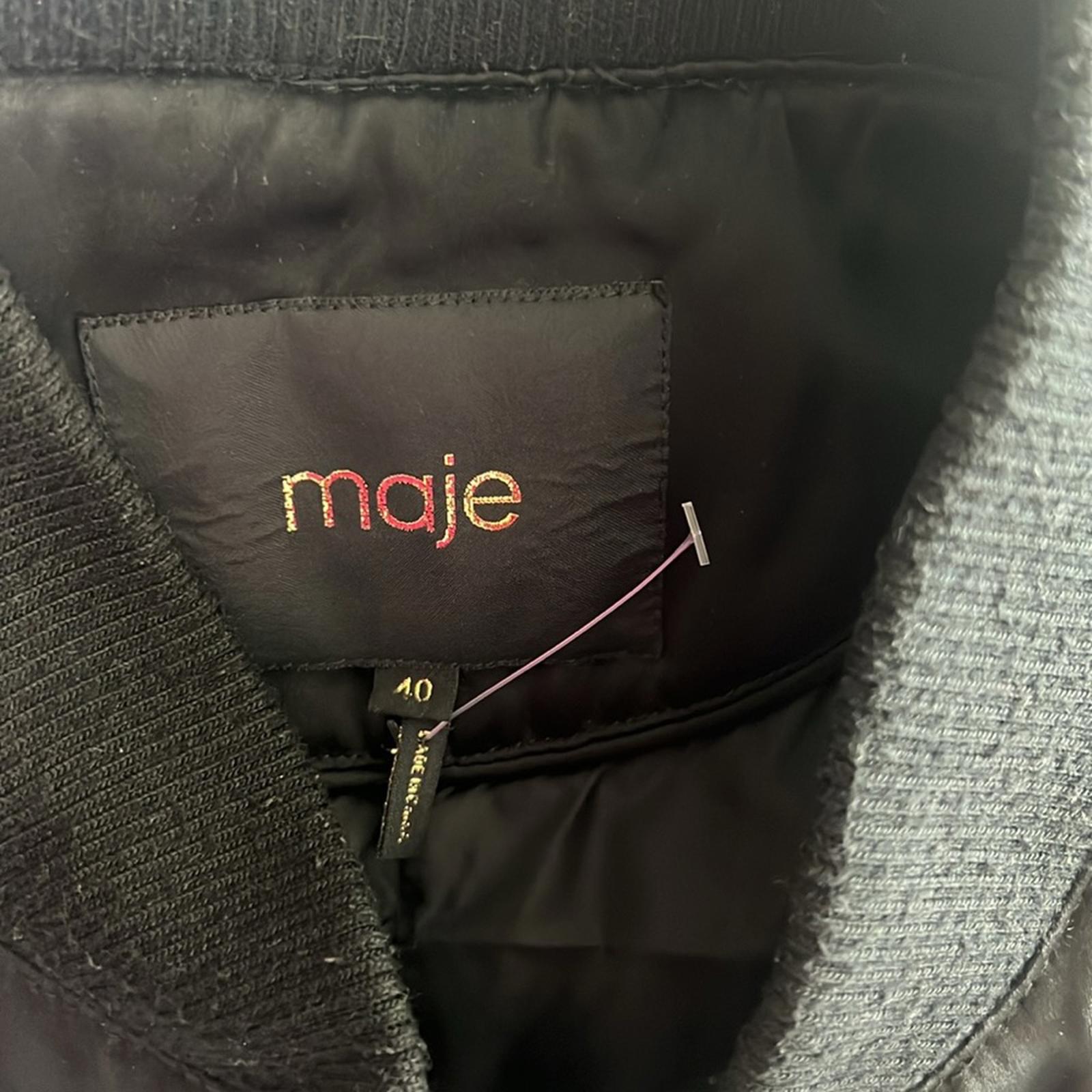 Maje Bart Bomber Jacket in Black, Size EU 40 (US M), Preloved