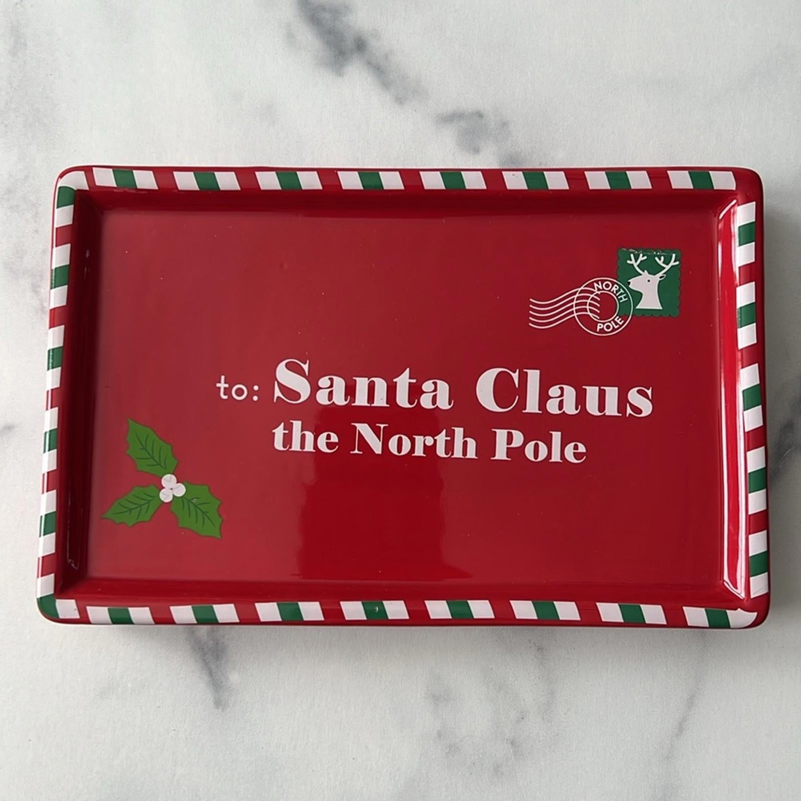 Martha Stewart Set of 2 Letter to Santa Claus Plate, 8”x5” Red, New w/Tag