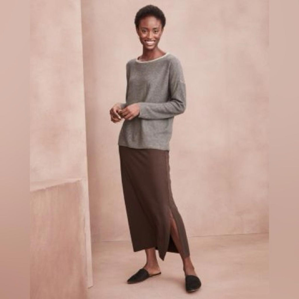 Eileen Fisher Brown Midi Skirt, Size M Retail $198