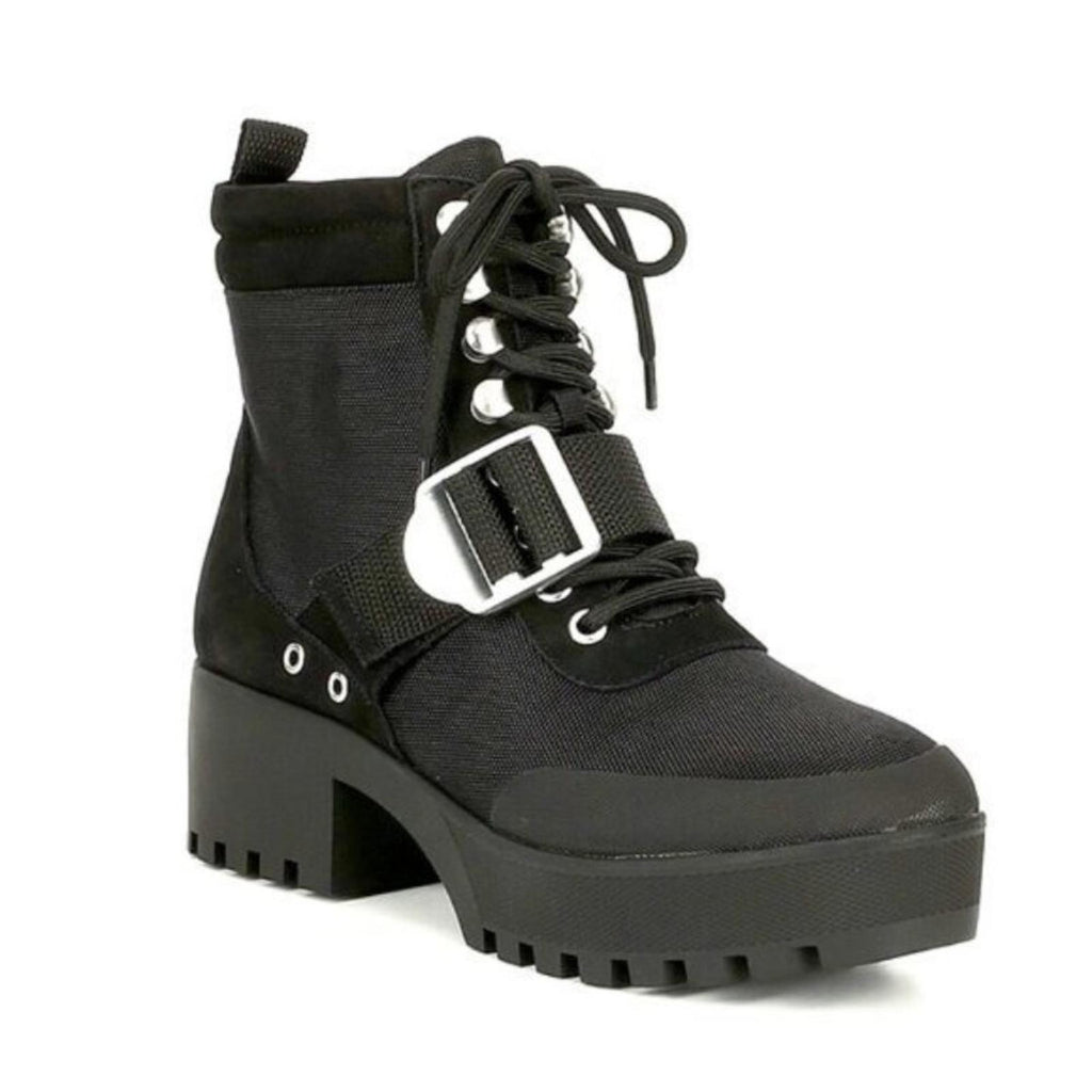 Steve Madden Grady Buckle Hiking Platform Combat Boots, Size 8 New in Box