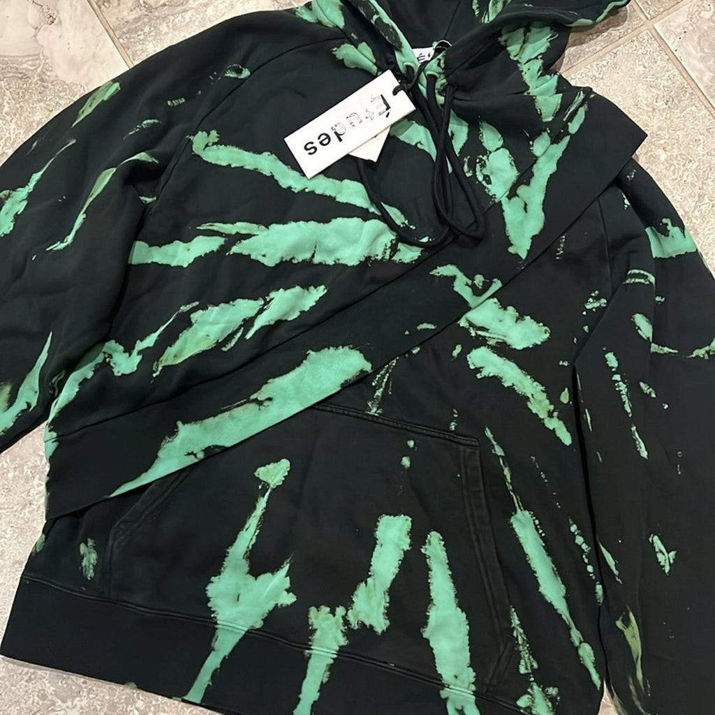 Études Tie Dye Layered Look Hoodie in Green/Black Size XS New w/Tag Retail $280
