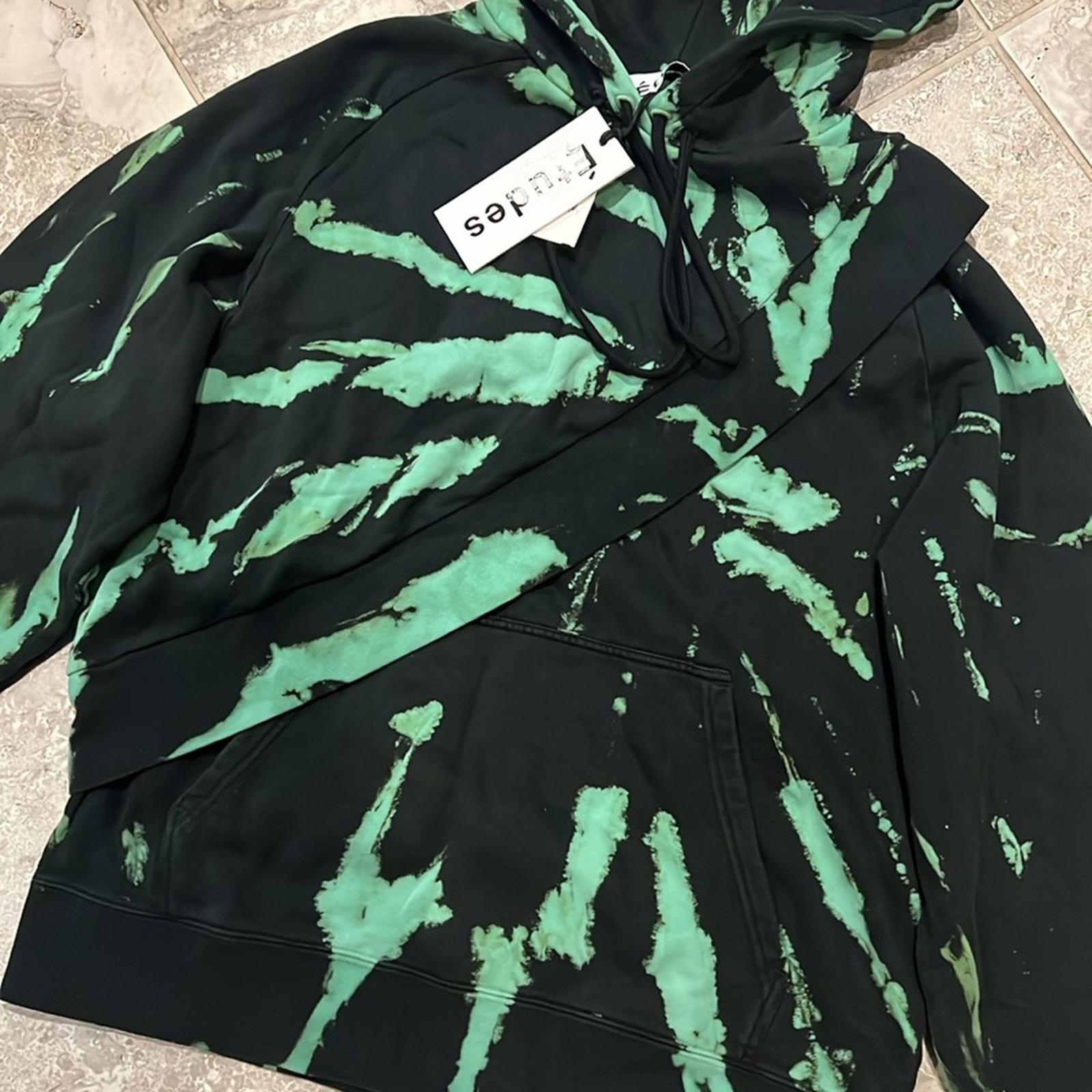 Études Tie Dye Layered Look Hoodie in Green/Black Size XS New w/Tag Retail $280