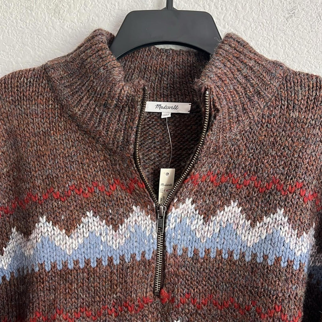 Madewell Stowe Fair Isle Half-Zip Sweater, Size XL New w/Tag