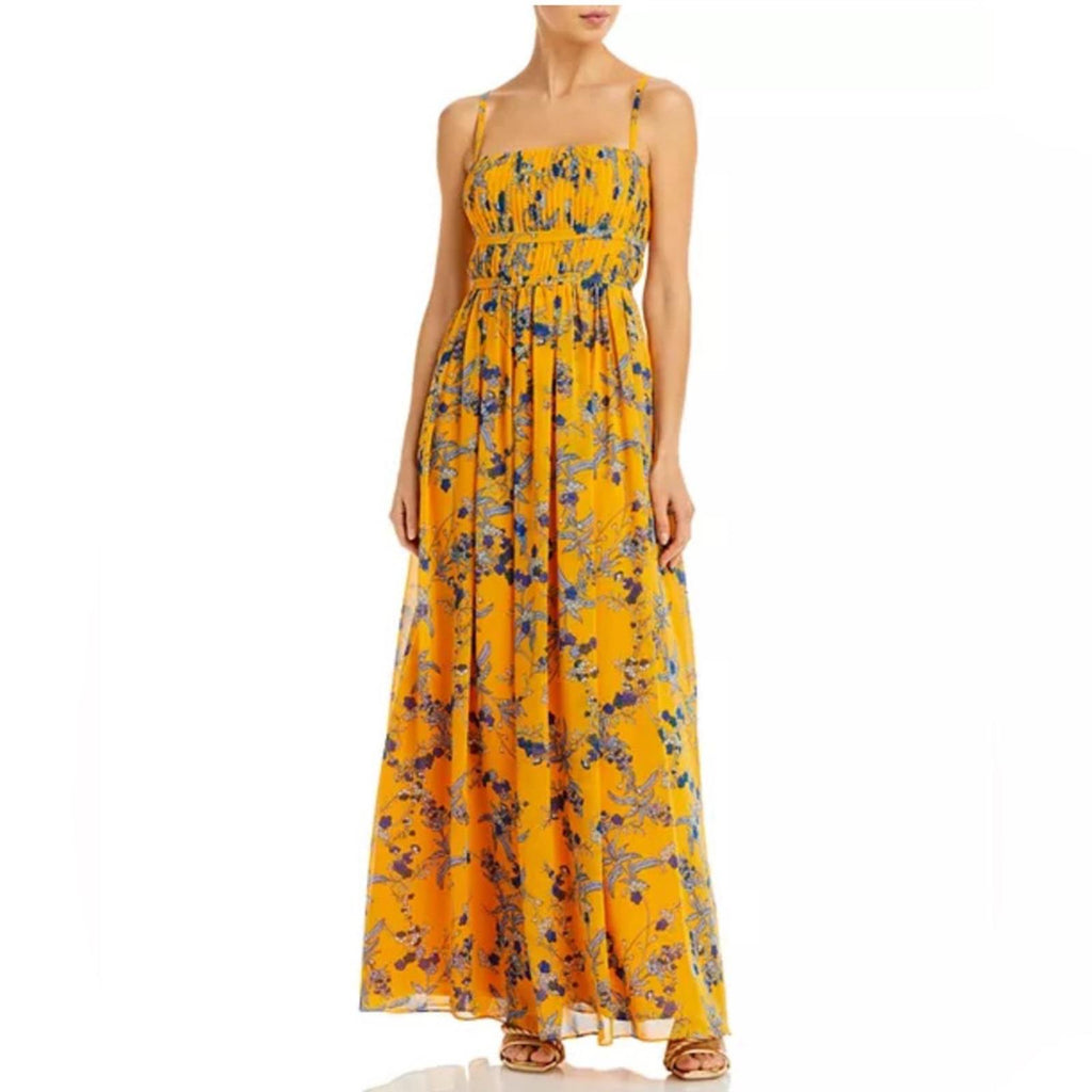 Aqua Bloomingdale’s Square Neck Evening Dress in Apricot, Size S New w/Tag $298