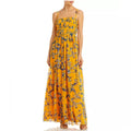 Aqua Bloomingdale’s Square Neck Evening Dress in Apricot, Size S New w/Tag $298