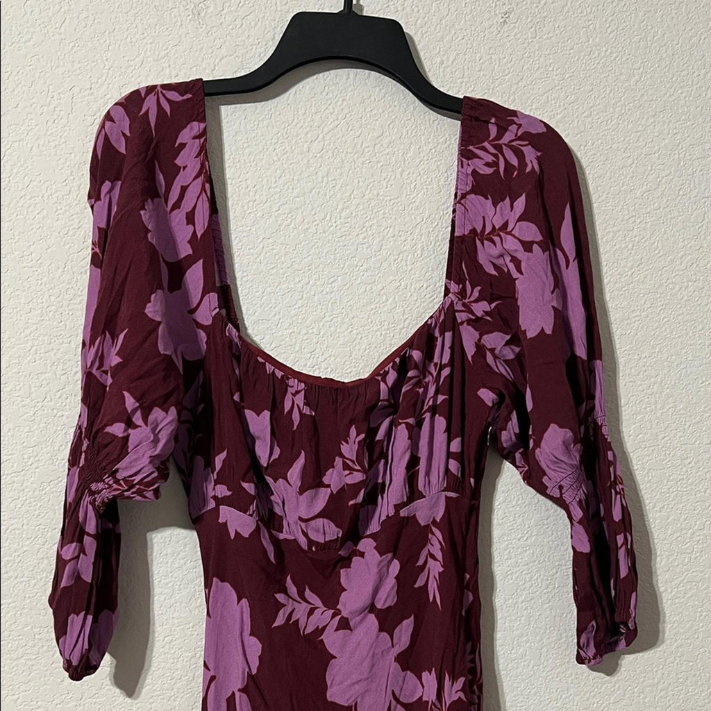 Peter Som x RTR Floral Midi Square-Neck Dress, Size 2