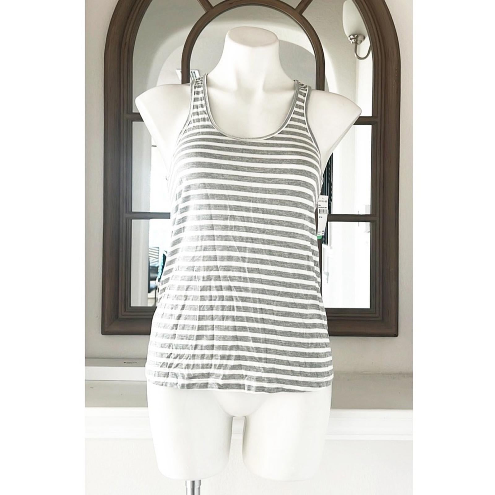 Honeydew Heather Grey Stripe Racerback Top, Size S New w/Tag Retail $48