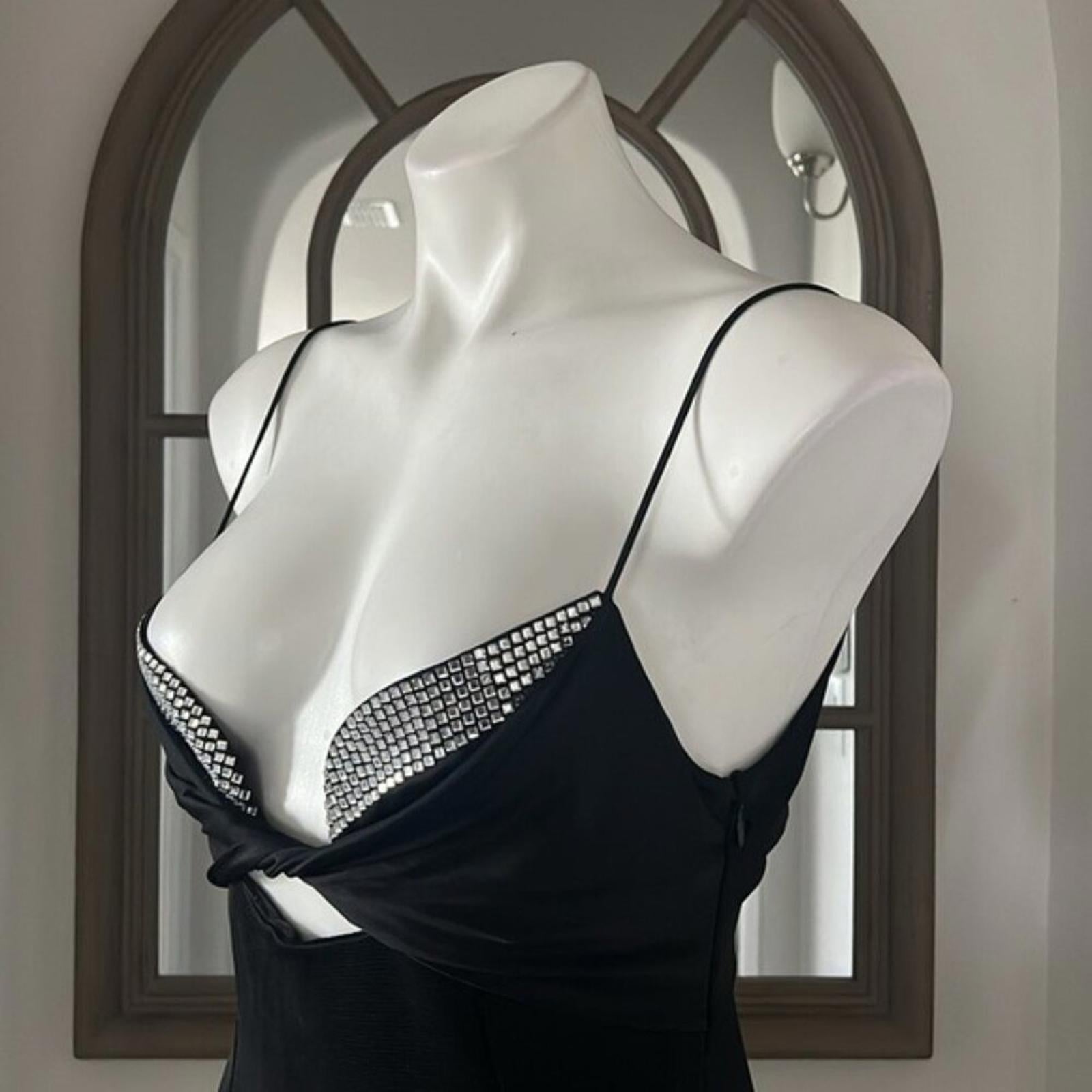 Galvan London Crystal Bustier Dress in Black Size US10 FR42 UK10 NEW w/Tag $1895