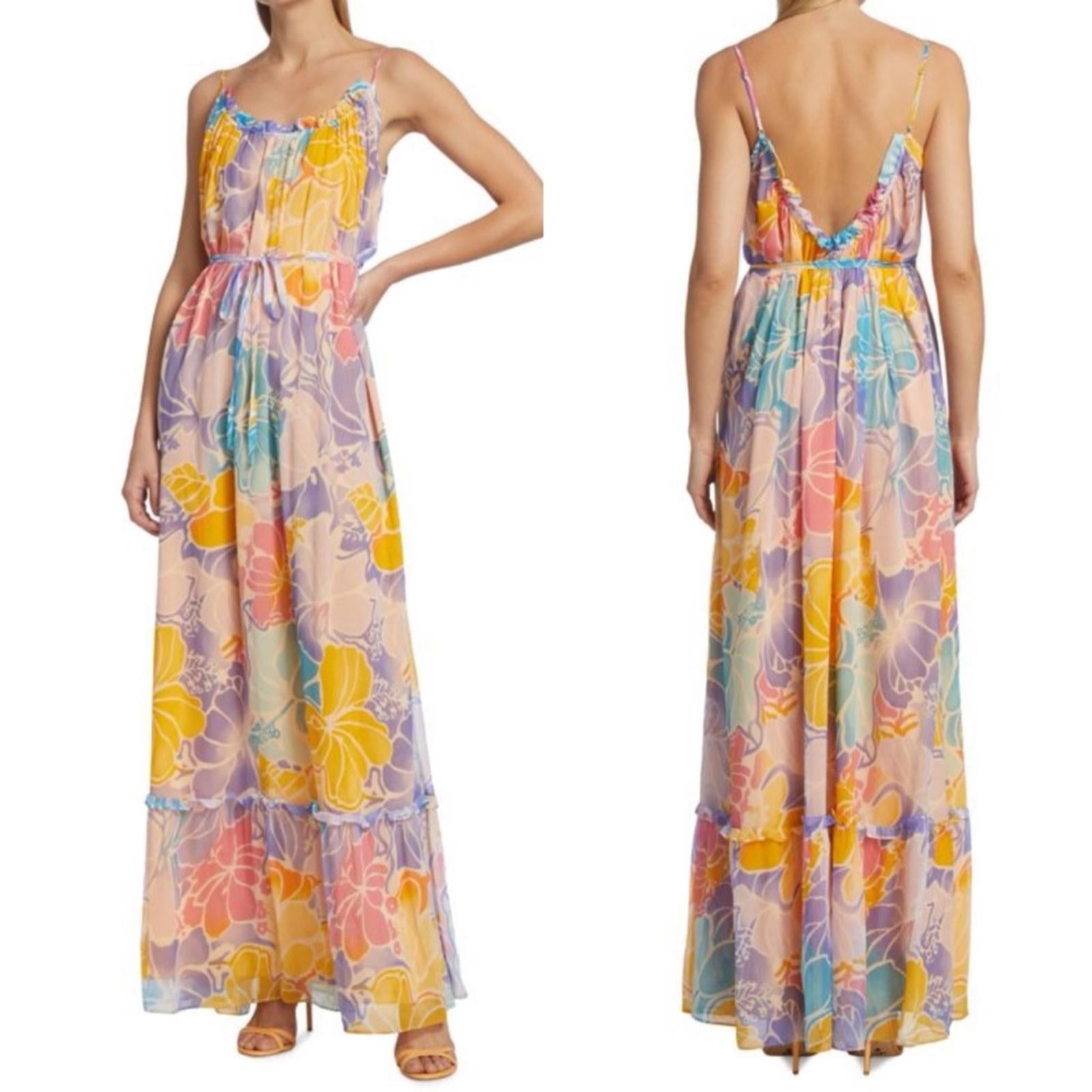 Ramy Brook Ivy Printed Silk Tiered Maxi Dress, Palav, Size XS New w/Tag $585