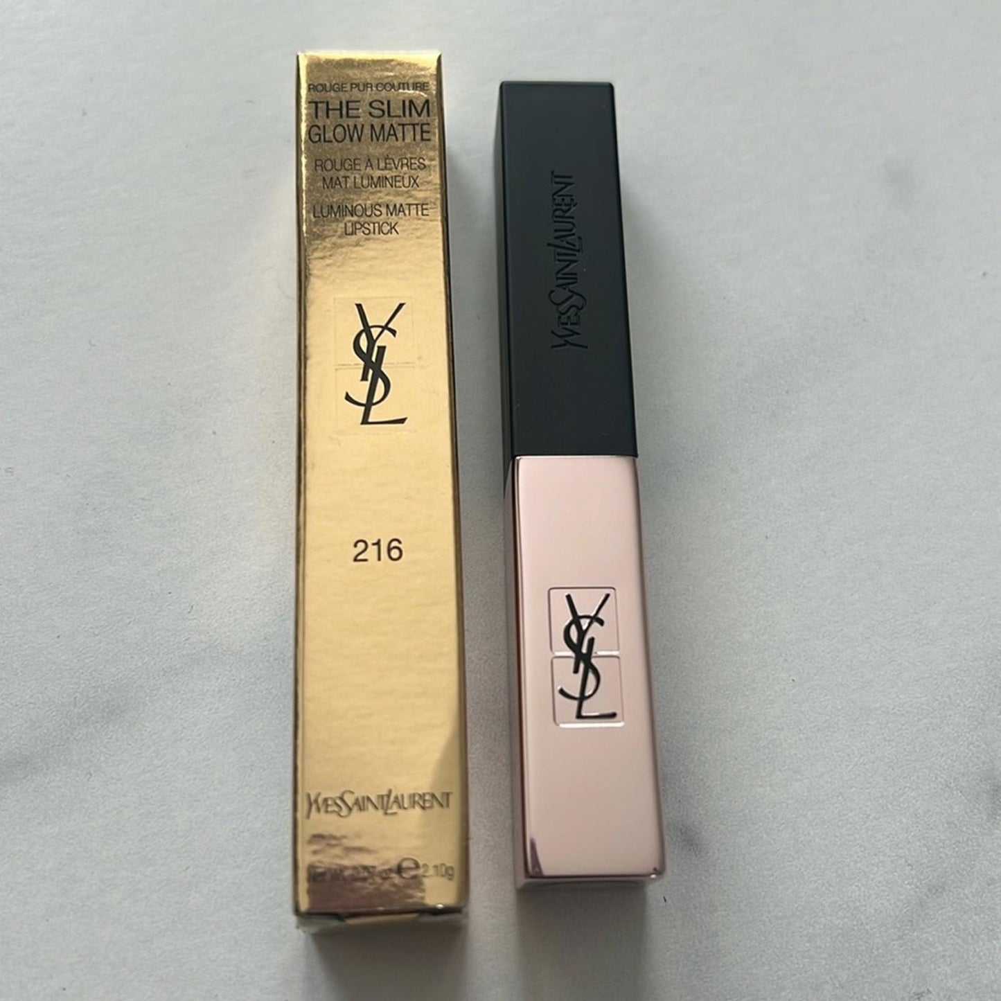 YSL Beauté The Slim Glow Luminous Matte Lipstick, Shade #216 NEW
