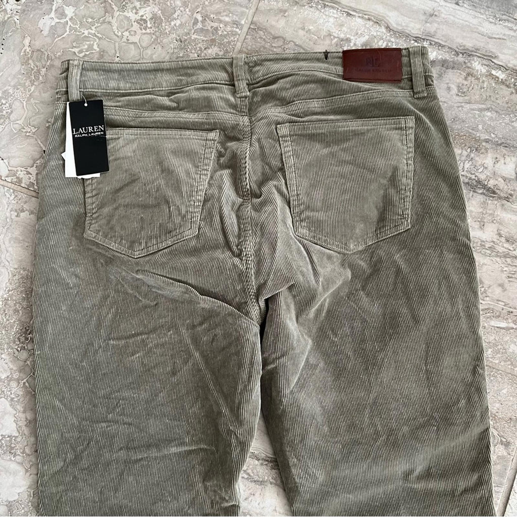 Lauren Ralph Lauren Stretch Corduroy Straight Pants, Green, Size 14 NWT $145