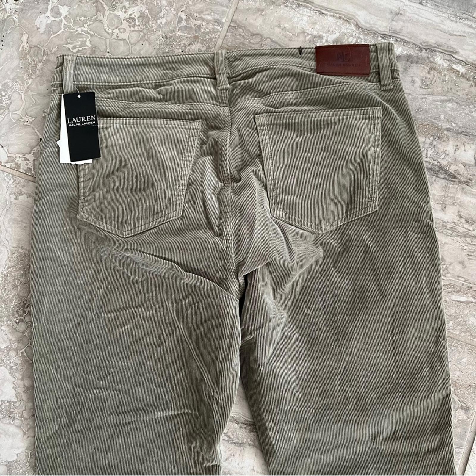 Lauren Ralph Lauren Stretch Corduroy Straight Pants, Green, Size 14 NWT $145