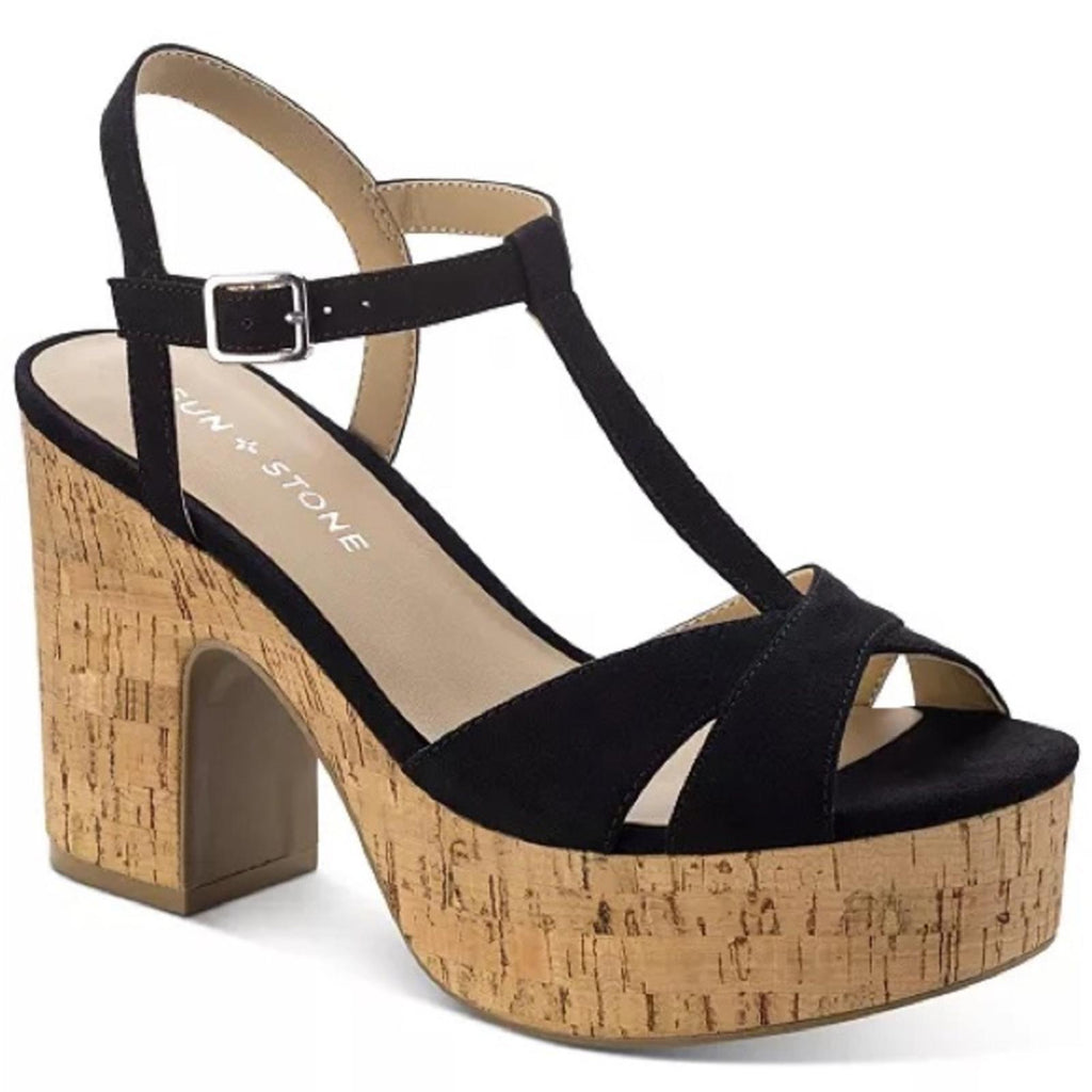 Sun+Stone Jillien Platform Block Heel Dress Sandals in Black, Size 11 New in Box
