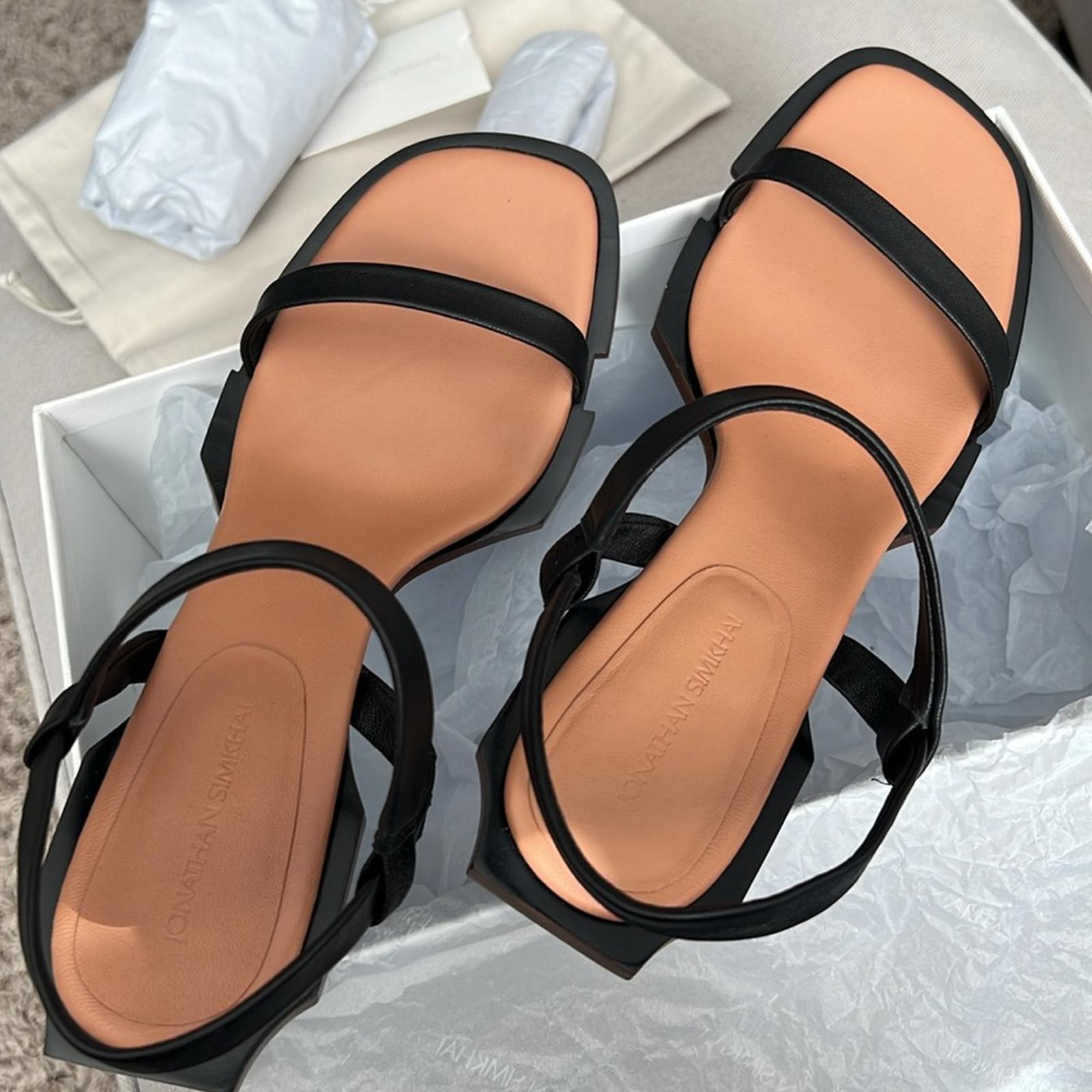 Simkhai Roma Heeled Leather Sandals, Black Size 41 New in Box