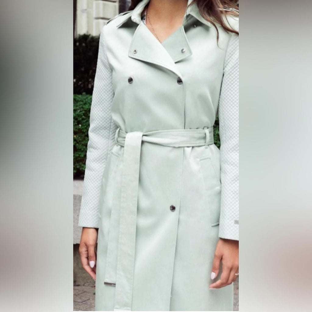 SOIA+KYO "Kya" Trench Coat w/Quilted Sleeves XL New w/Tag + Hanger Retail $445