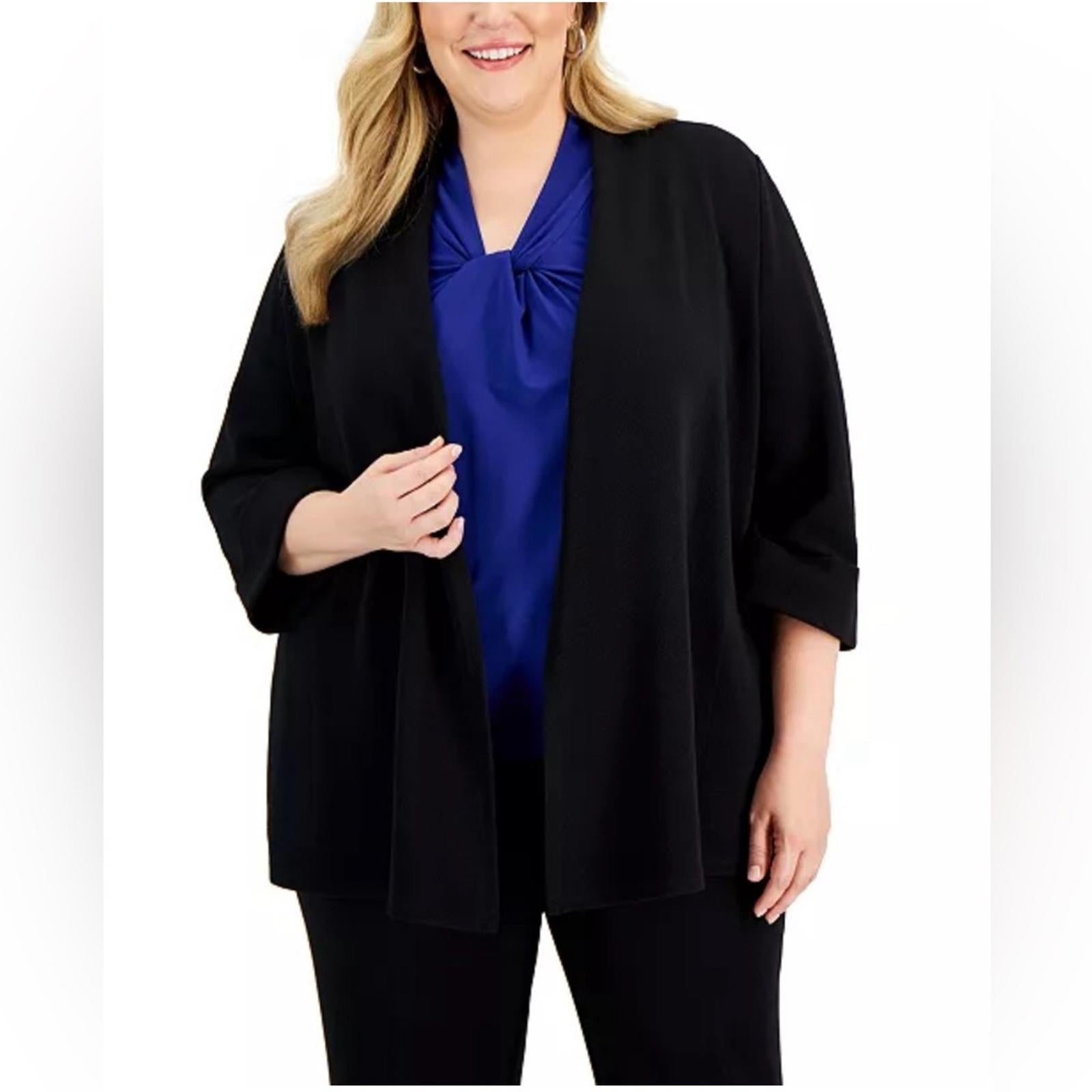 KASPER Plus Size Open-Front Cardigan in Black, Size 1X New w/Tag $109