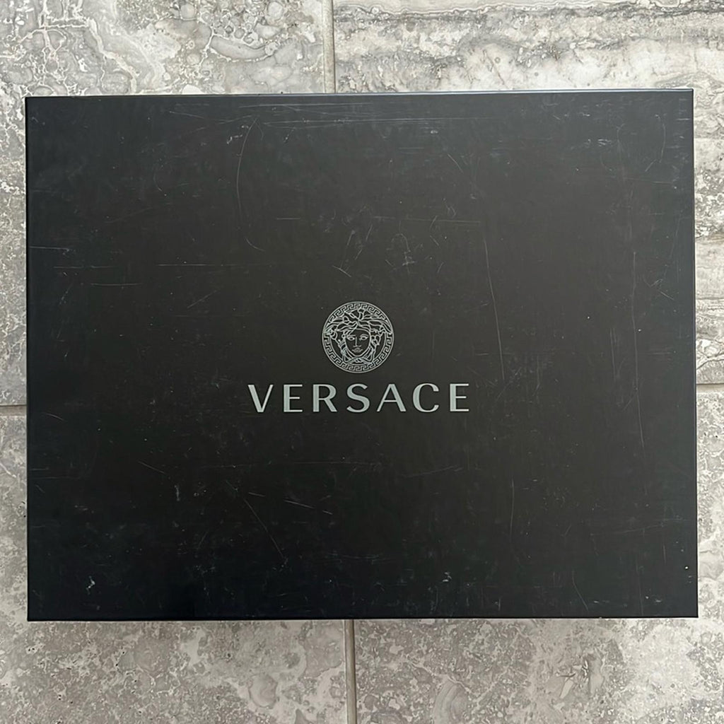 Versace Odissea Calf Leather High-Top Sneakers Black, Size 42 New+Dustbag $1,175