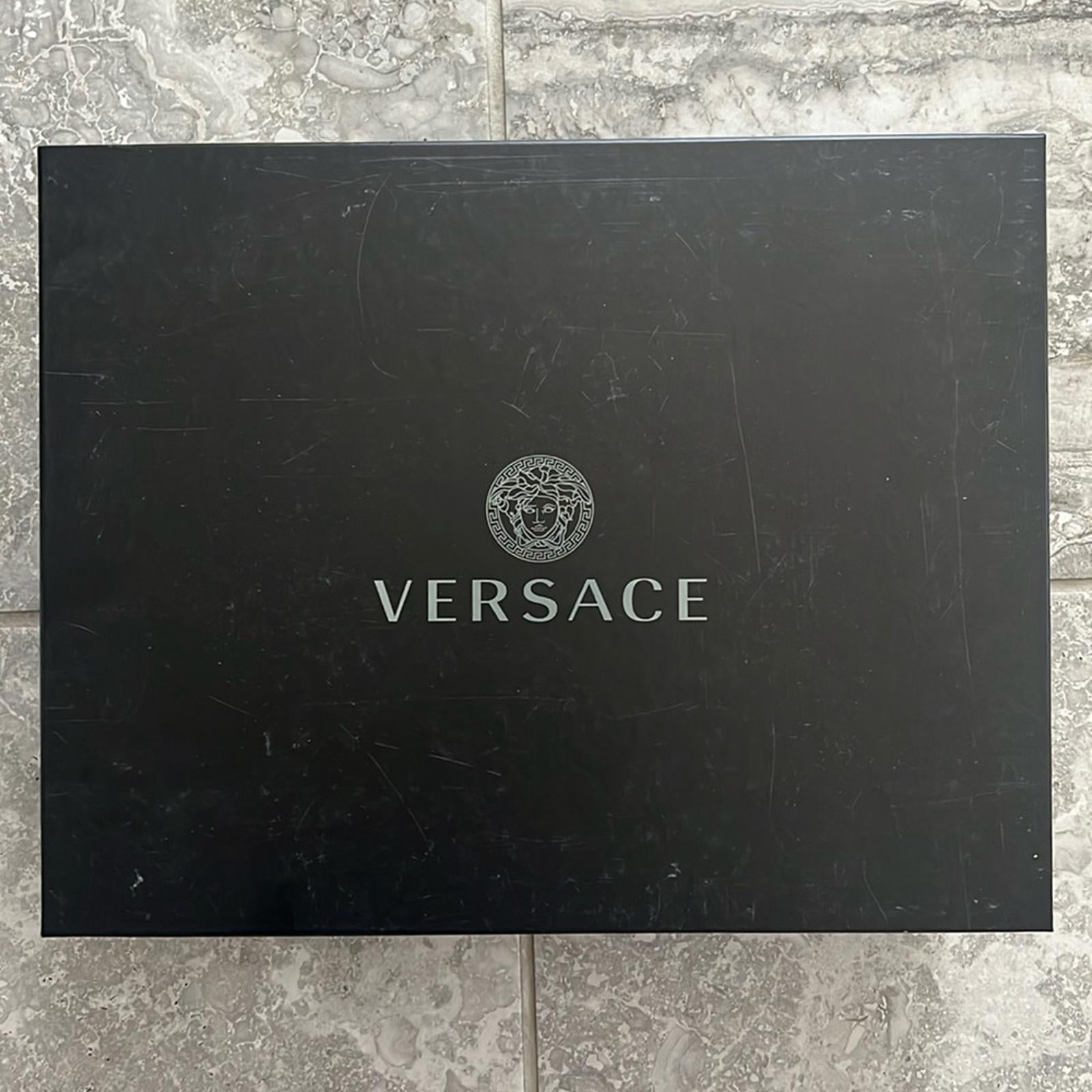 Versace Odissea Calf Leather High-Top Sneakers Black, Size 42 New+Dustbag $1,175