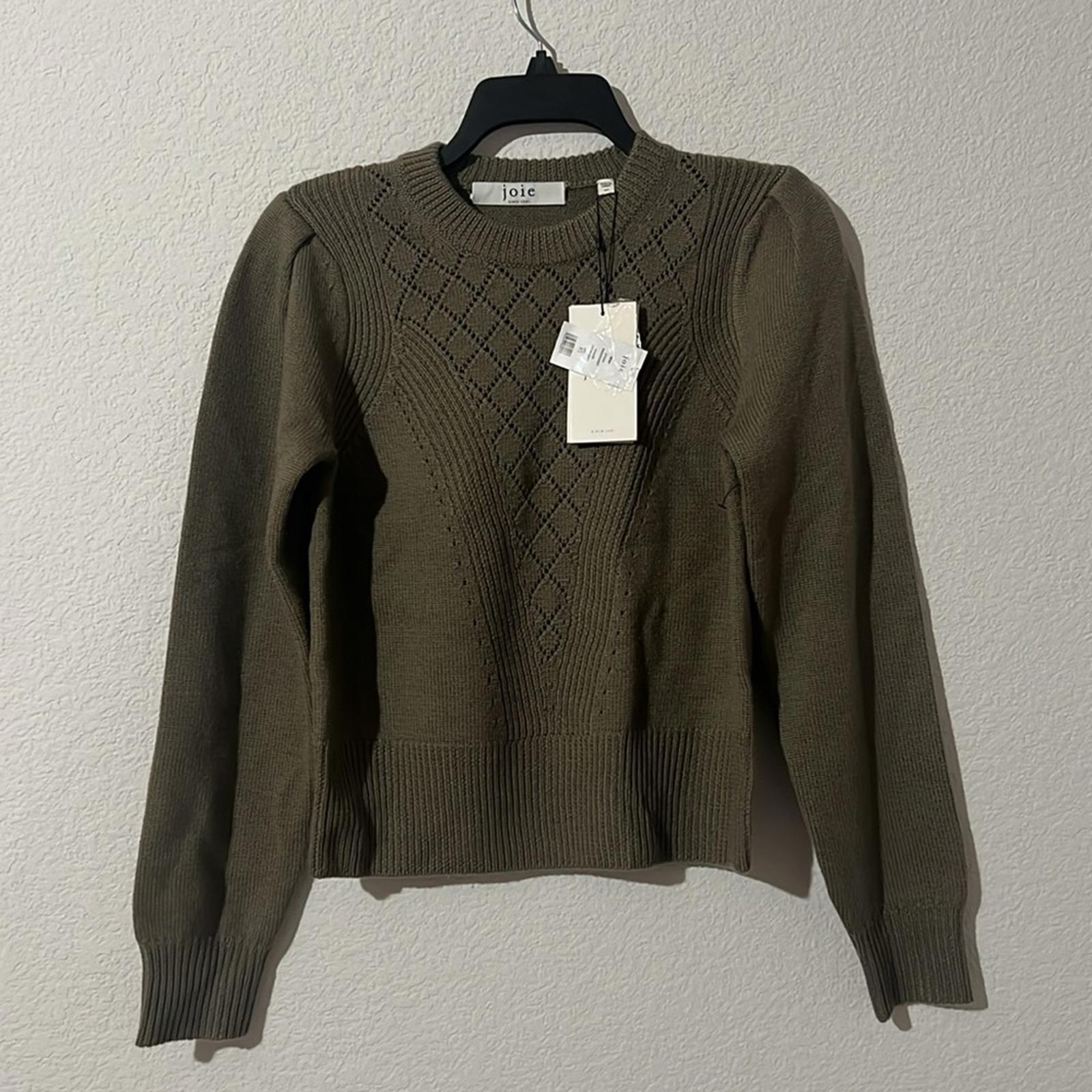 Joie Iena Pointelle Knit Sweater in Stone Grey, Size XS NEW w/Tag $328
