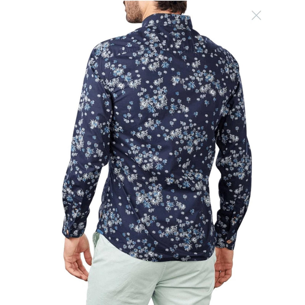 Scotch & Soda Slim Fit Poplin Fireworks Button Up Shirt Navy Size XL Retail $195