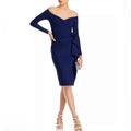 Chiara Boni La Petite Robe Silveria Off-the-Shoulder Dress in Navy, NWT, Size 6