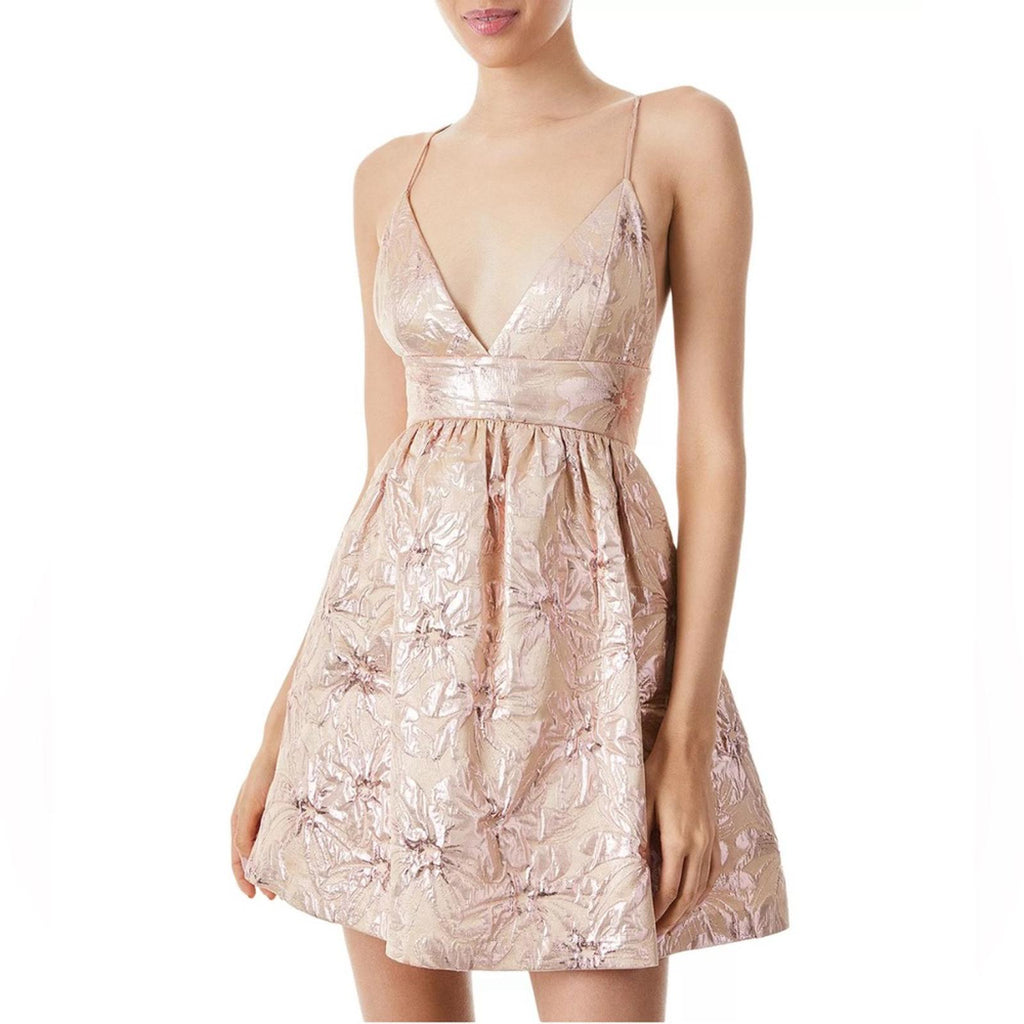 Alice+Olivia Foley Brocade Party Dress, Rose Gold, Revolve Size 0 New w/Tag $495