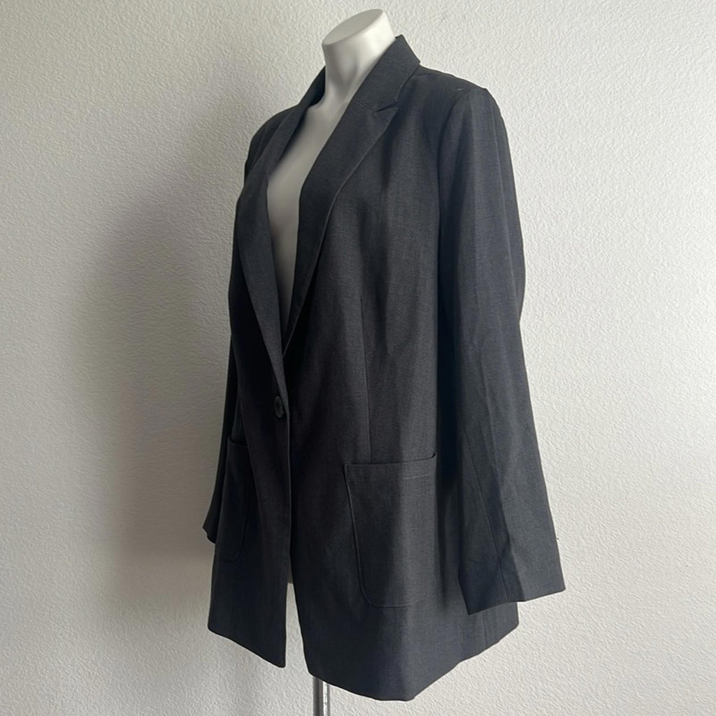 Standards & Practices Single-Button Blazer in Charcoal, NWT, Size 2X