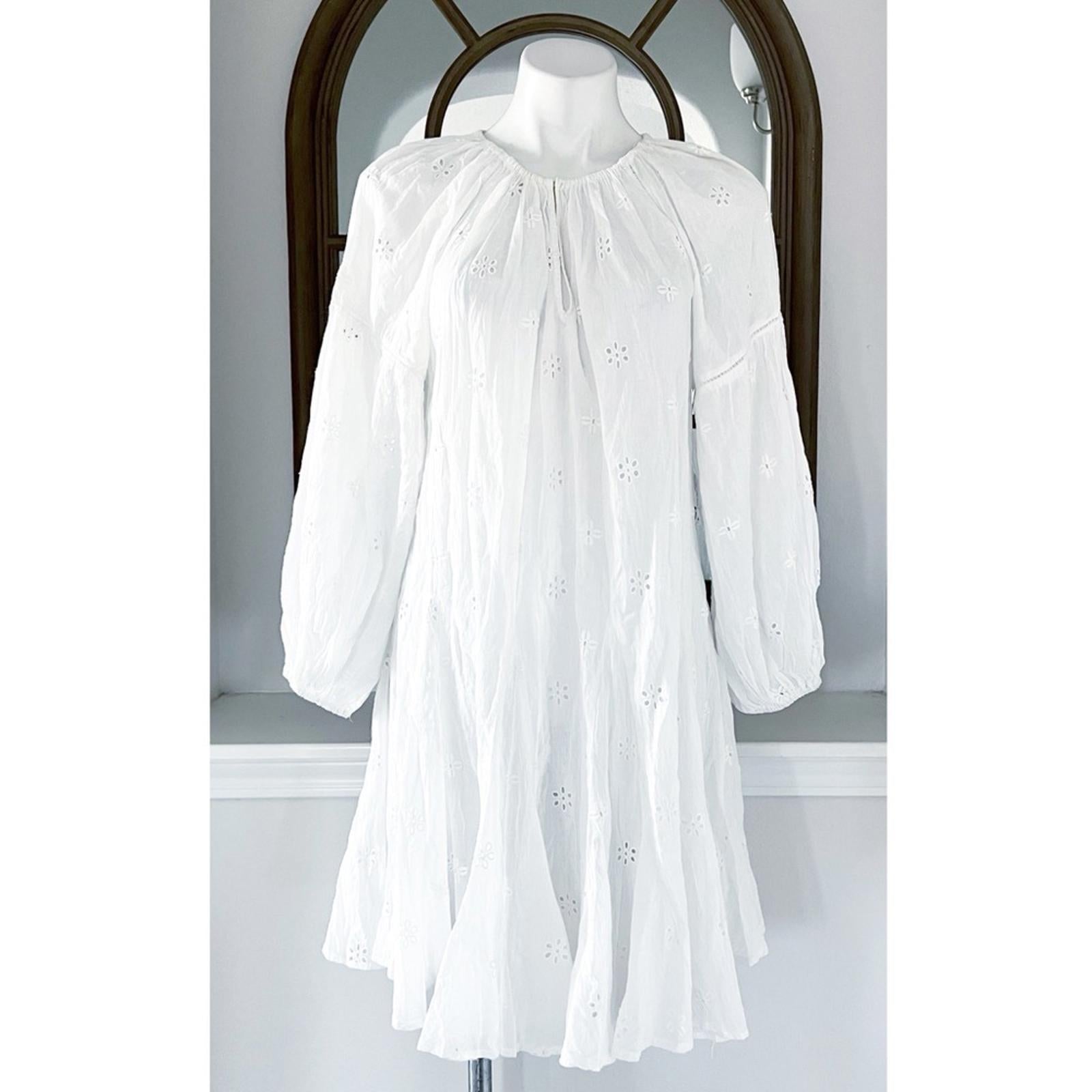 Velvet by Graham & Spencer Gracie Eyelet Dress/Swim in White, Size L NEW $216