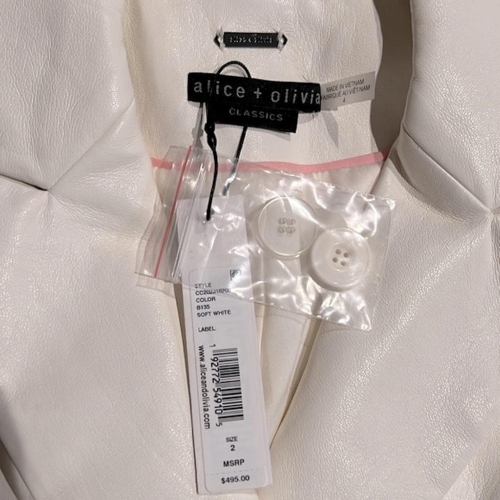 Alice+Olivia Warm One-Button Faux Leather Blazer, Size 4 New w/Tag $495 SOLD OUT