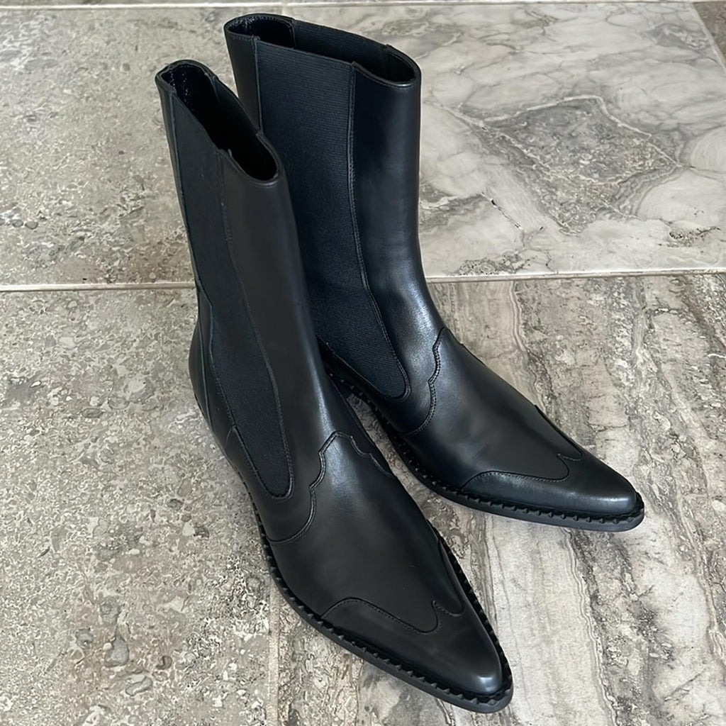 By Far Otis Chelsea Boots in Black Nappa Leather, Size 39 New in Box w/Dust Bag