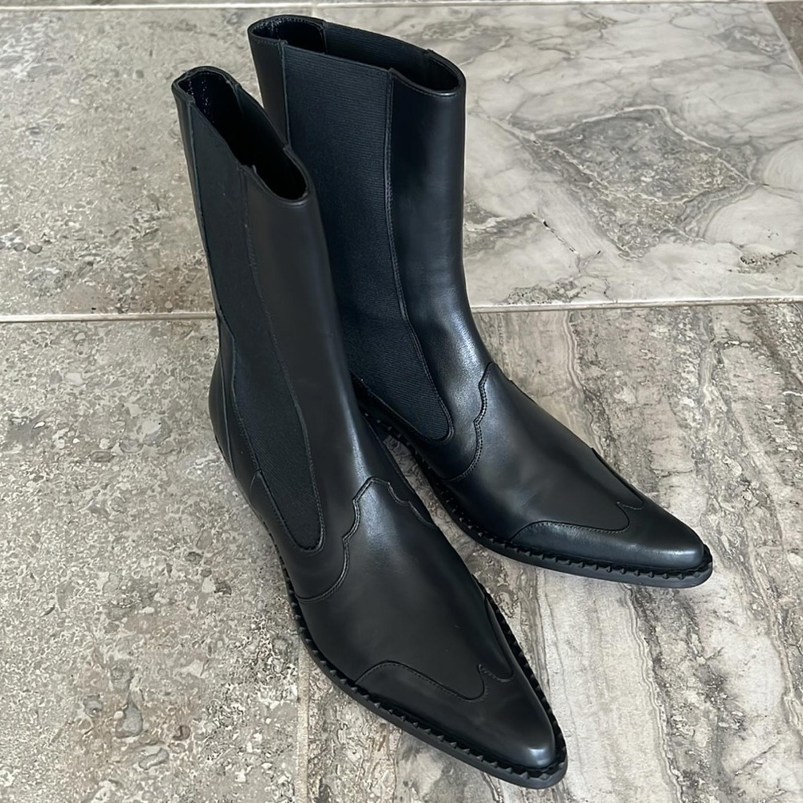 By Far Otis Chelsea Boots in Black Nappa Leather, Size 39 New in Box w/Dust Bag