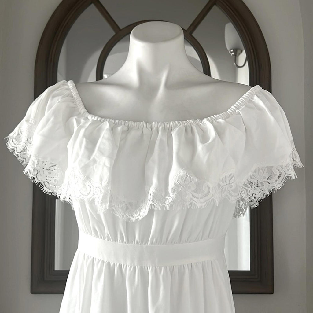 Aqua Off the Shoulder Long Evening Dress in Off-White, Size 10 New w/Tag $348