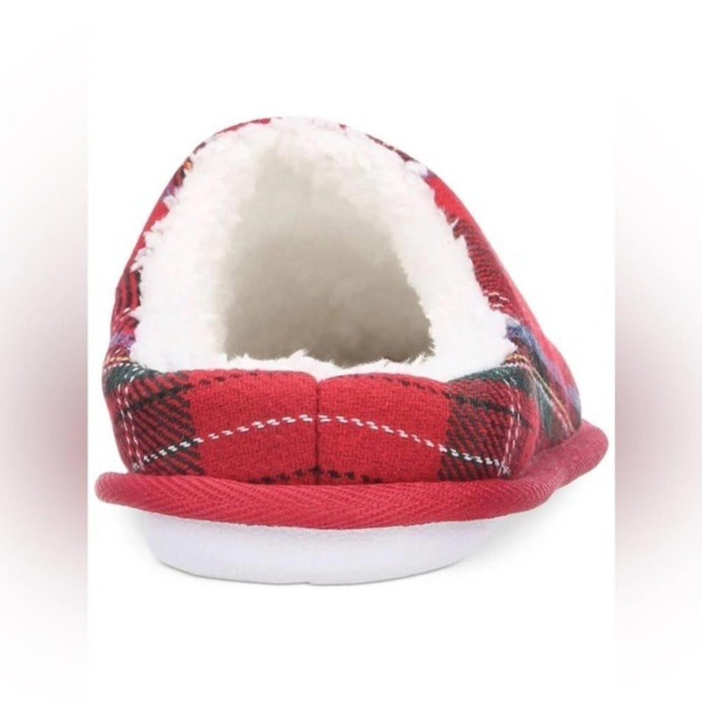 Club Room Men's Flannel Plaid Slide Slippers, (Red, Small) Size 6-7 New in Box