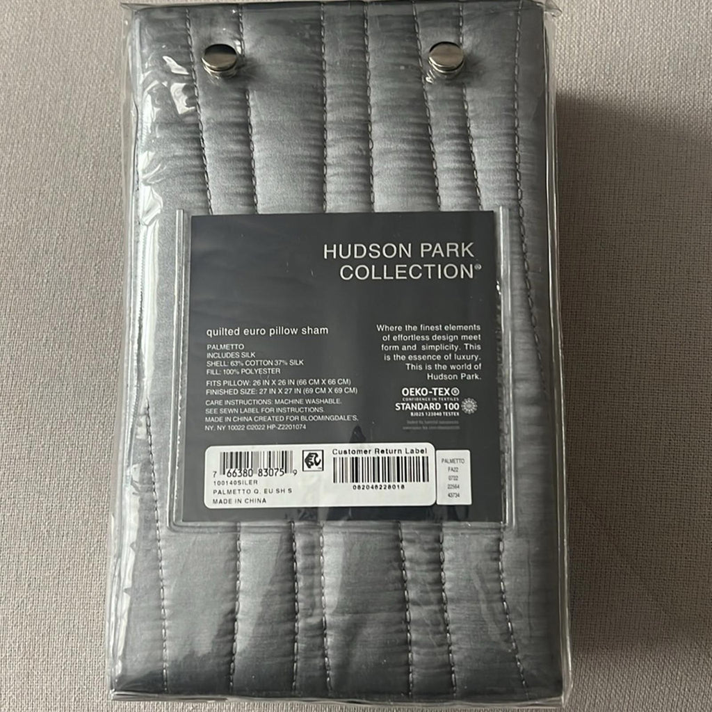 Hudson Park Collection Palmetto Cotton Silk Quilted European Sham NEW w/Tag