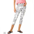HUE High Rise Denim Capri White Zebra Pants, NEW, Size XL, Retail $54