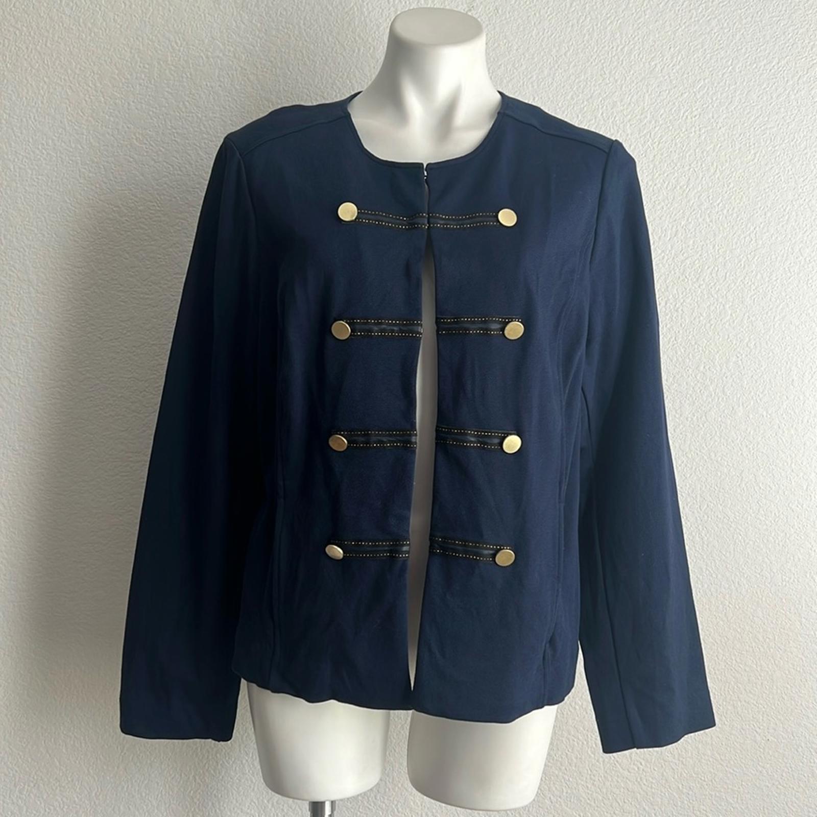 Chico's Military Long Sleeve Jacket in Deep Navy, Size 3 (16/18), Retail $149