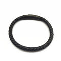 Macy’s Black Leather Bangle Bracelet in Stainless Steel New w/Tag Retail $110