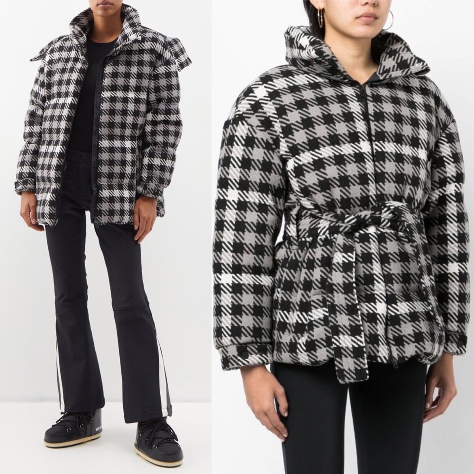 Perfect Moment Star Gingham puffer Jacket, Black & White Size M, New w/Tag