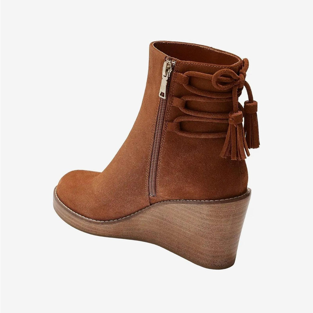 Jack Rogers Banbury Suede Wedge Booties in Camel, Size 9 New in Box $178