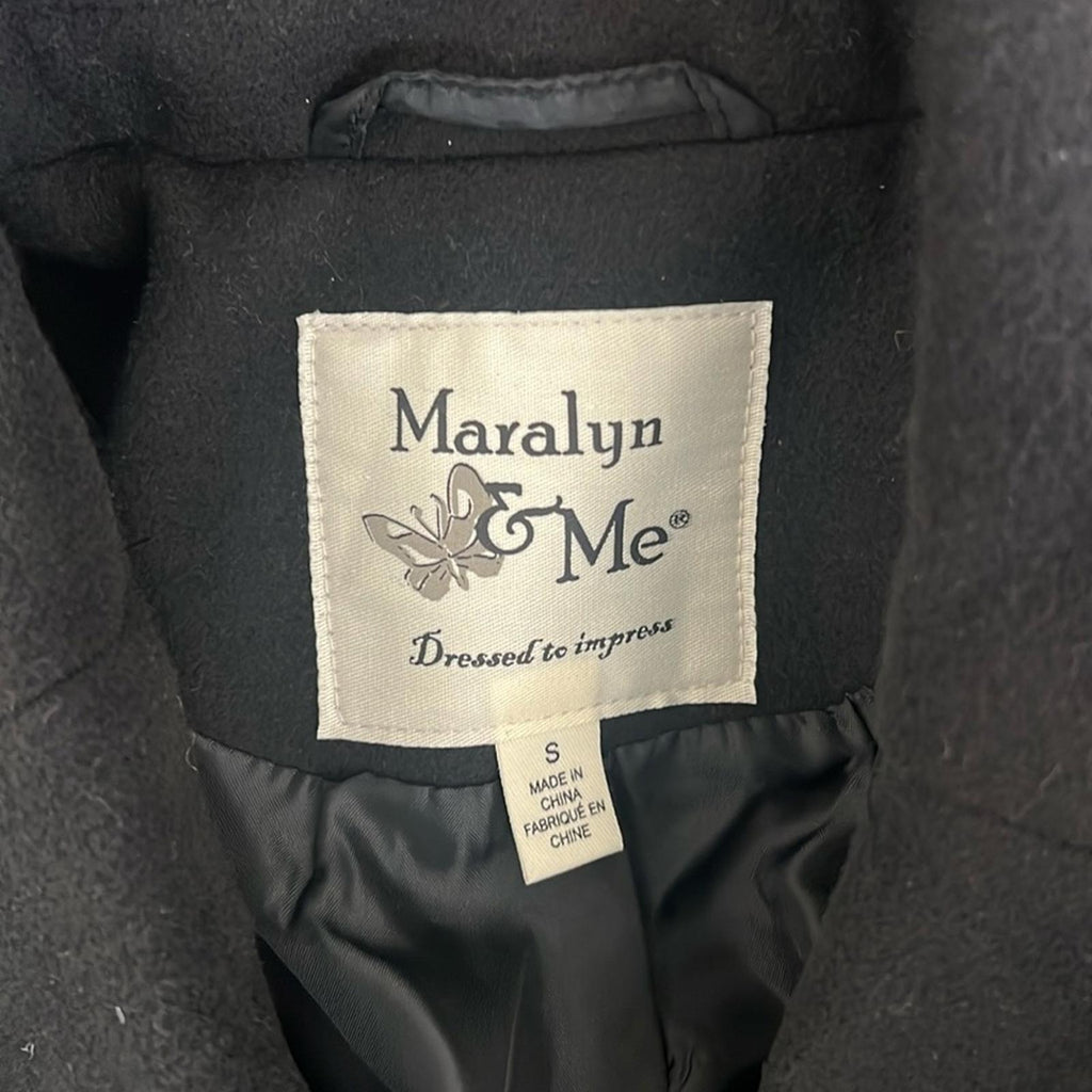 Maralyn & Me Single Breasted Reefer Trench Coat in Black, Size S New w/Tag