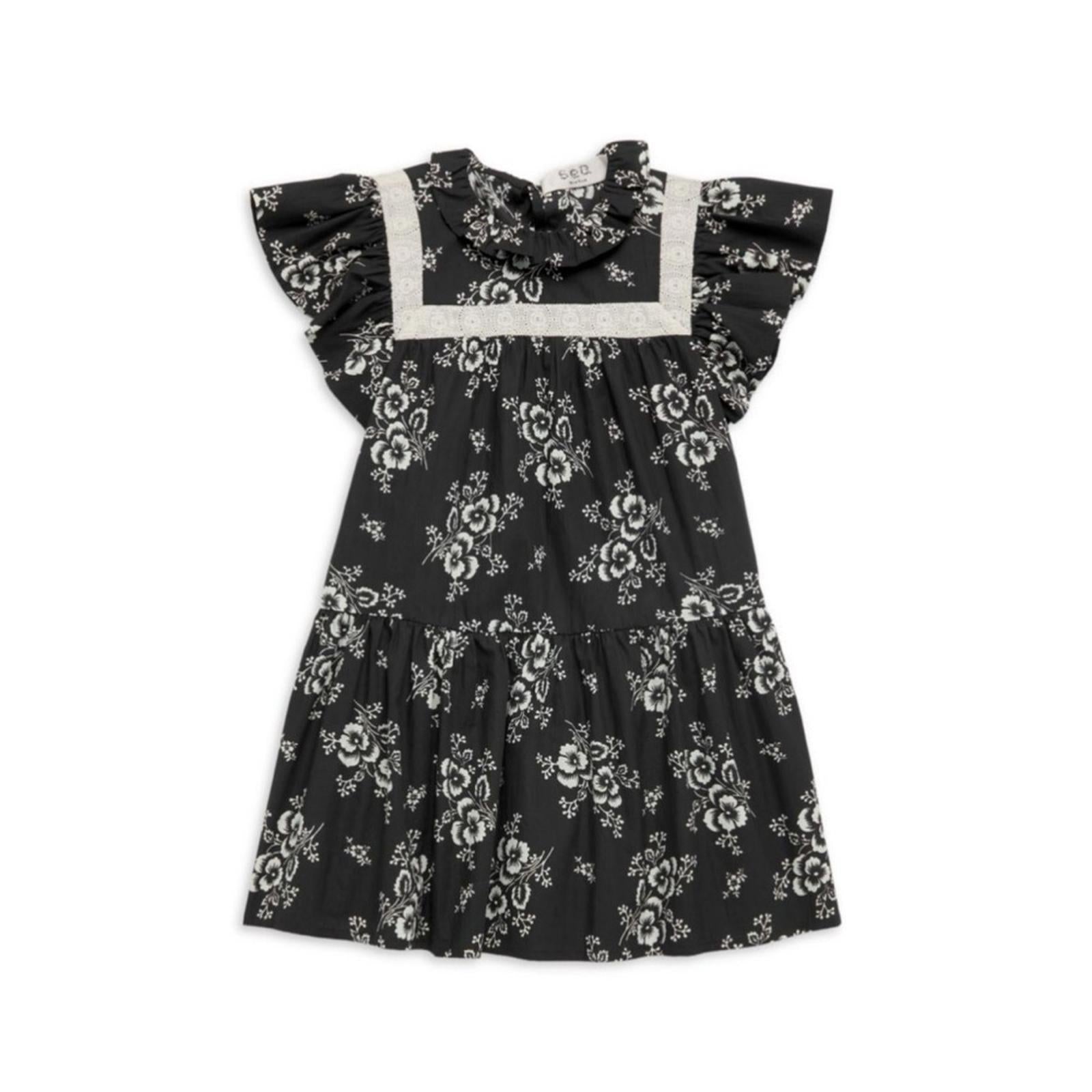 Sea New York Alessia Smocked Floral Dress in Black/White Size 4Y NEW w/Tag $175