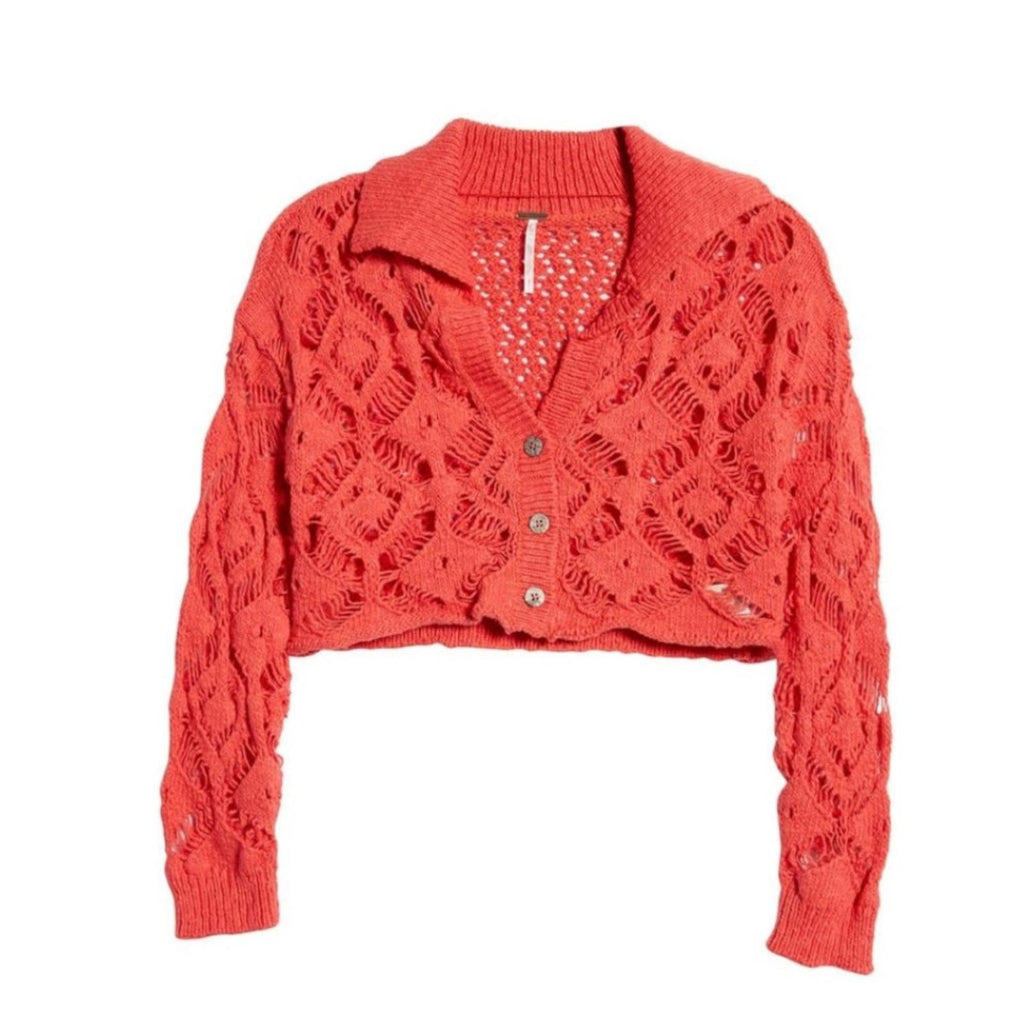 Free People Sedona Cardi in Guava Berry, Size XS New w/Tag Retail $128